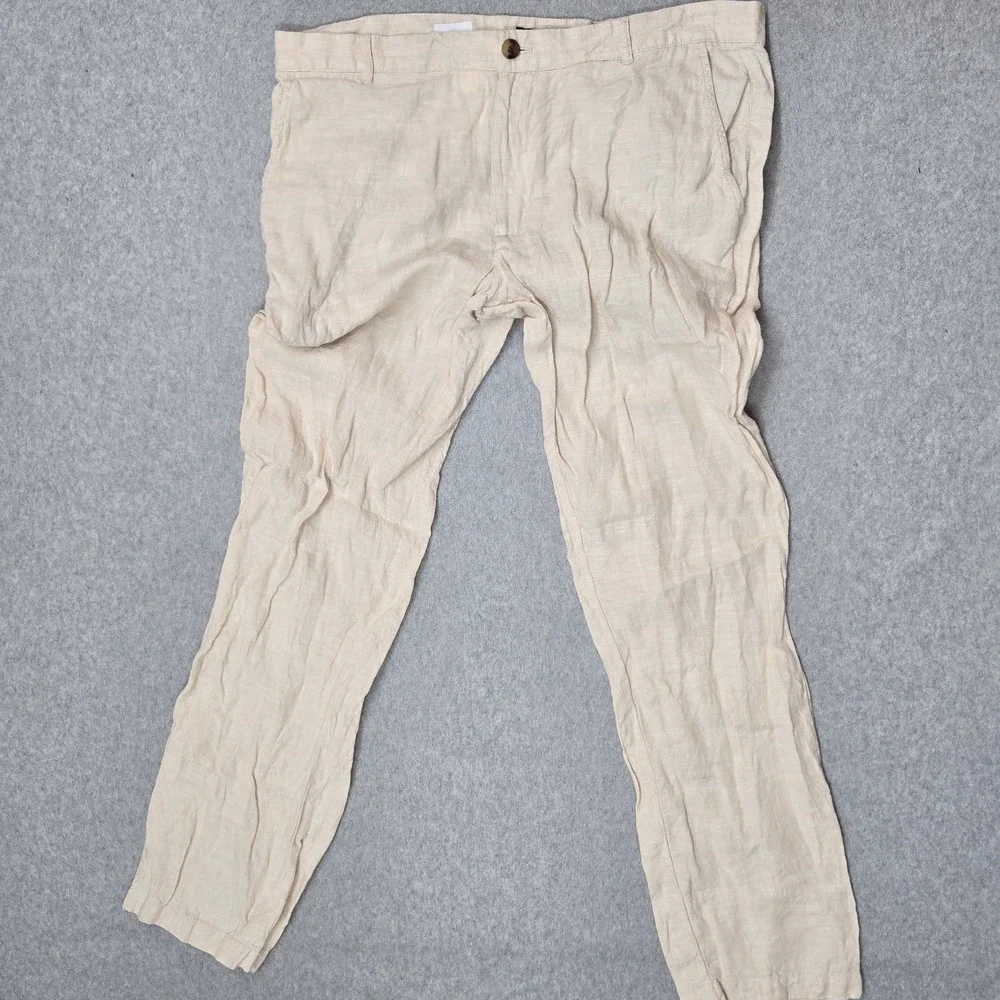 Club Room Men Pants 36W 34L Beige Linen Dress Coastal Beach 32
